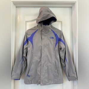 North Face Girls L Ski Jacket Purple Fleece and Gray Soft Shell Zip Up